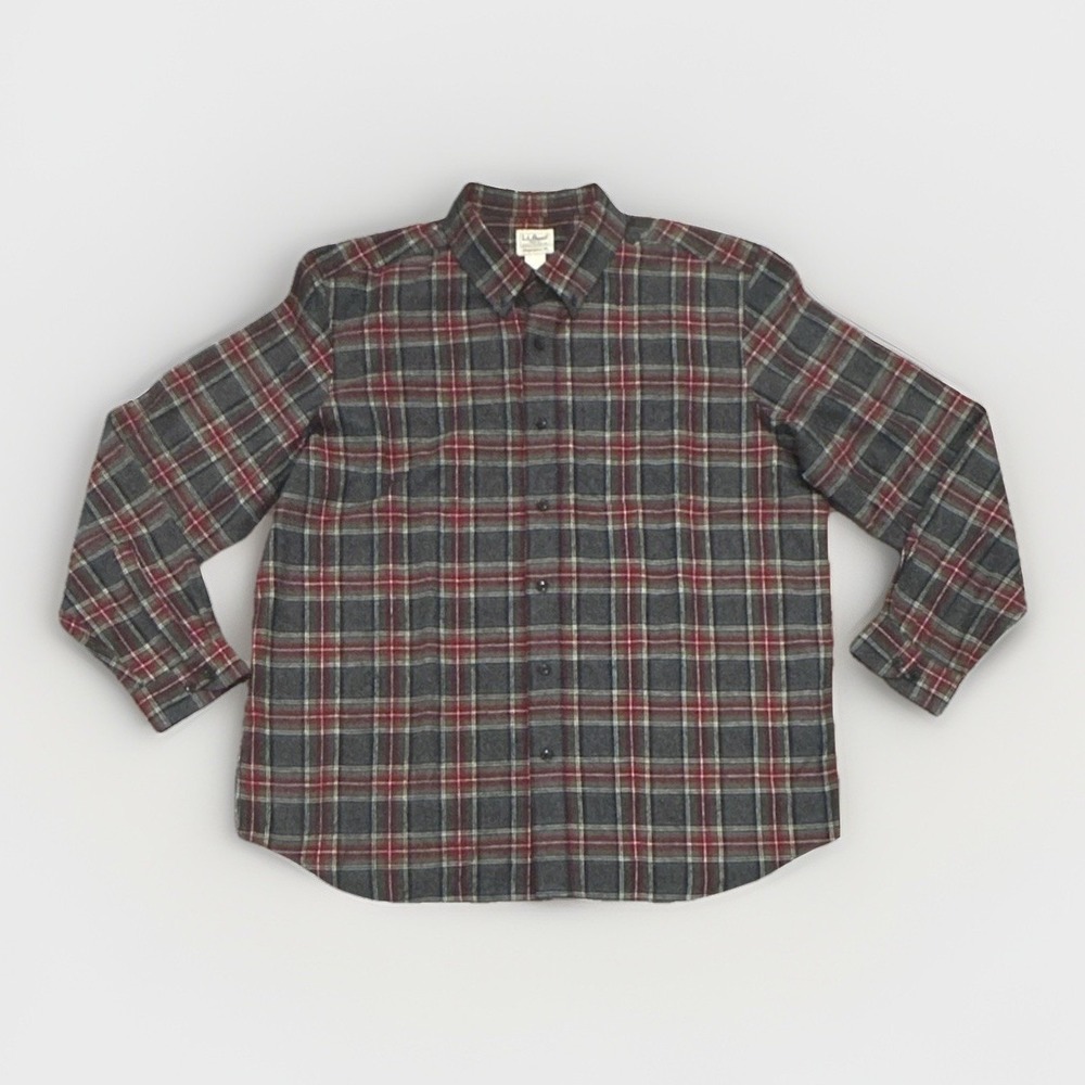 LL Bean Men's Scotch Plaid Long Sleeve Flannel, Grey Stewart, XL, New - Picture 2 of 7